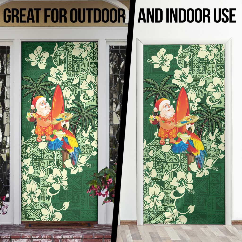 Moss Green Tropical Christmas Hawaii Tapa Door Cover Aloha Santa Drink Party LT7 - Polynesian Pride