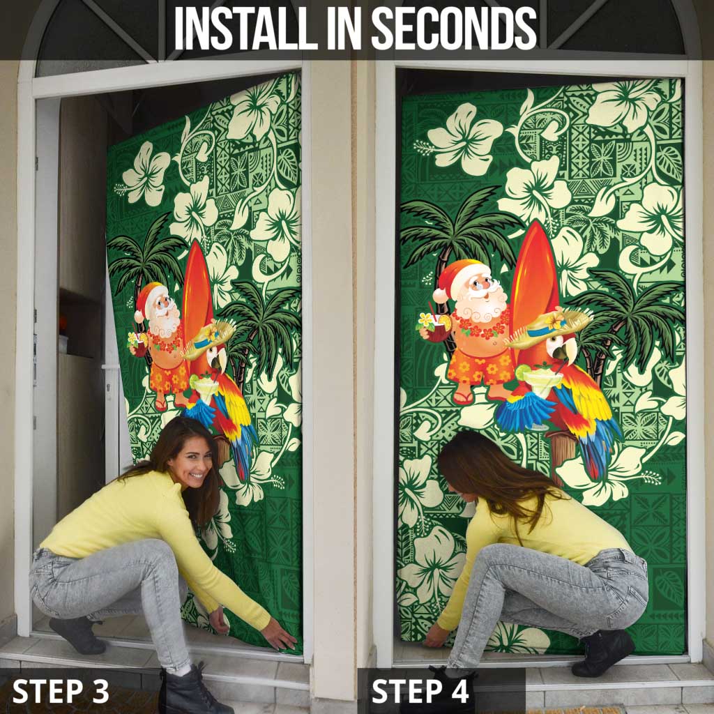 Moss Green Tropical Christmas Hawaii Tapa Door Cover Aloha Santa Drink Party LT7 - Polynesian Pride