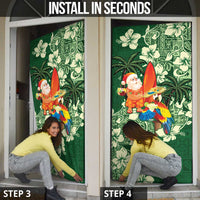 Moss Green Tropical Christmas Hawaii Tapa Door Cover Aloha Santa Drink Party LT7 - Polynesian Pride