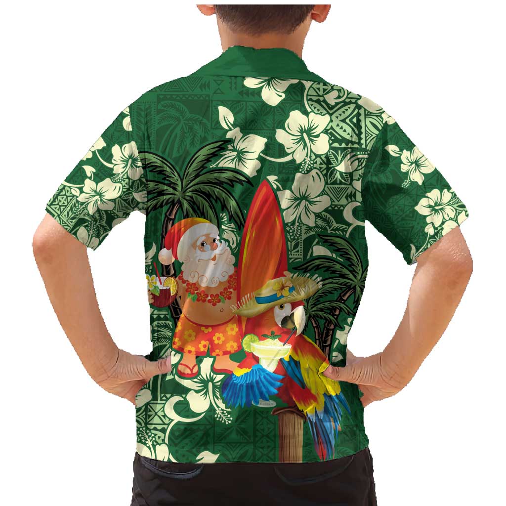 Moss Green Tropical Christmas Hawaii Tapa Family Matching Mermaid Dress and Hawaiian Shirt Aloha Santa Drink Party LT7 - Polynesian Pride