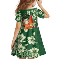 Moss Green Tropical Christmas Hawaii Tapa Family Matching Off Shoulder Maxi Dress and Hawaiian Shirt Aloha Santa Drink Party LT7 - Polynesian Pride