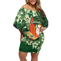 Moss Green Tropical Christmas Hawaii Tapa Family Matching Off Shoulder Short Dress and Hawaiian Shirt Aloha Santa Drink Party LT7 Mom's Dress Green - Polynesian Pride