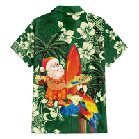 Moss Green Tropical Christmas Hawaii Tapa Family Matching Puletasi and Hawaiian Shirt Aloha Santa Drink Party LT7 - Polynesian Pride