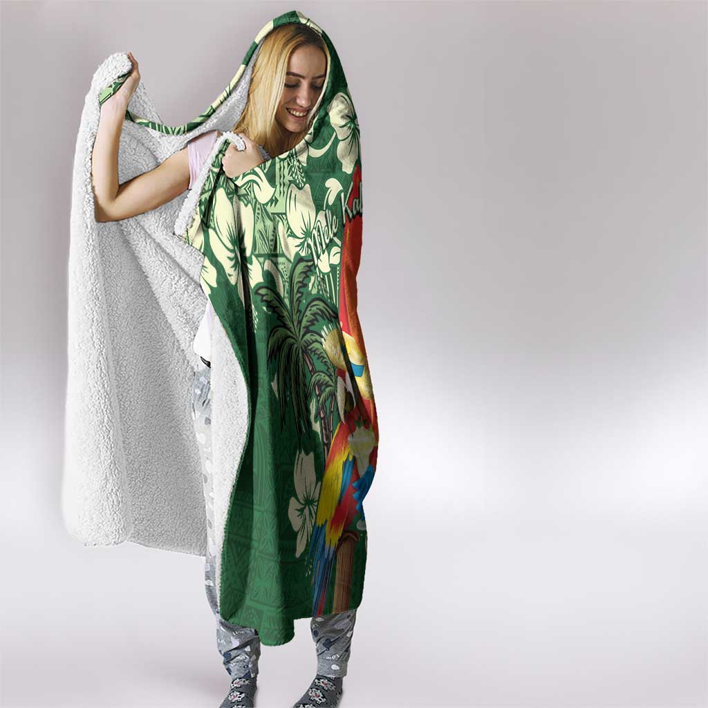 Moss Green Tropical Christmas Hawaii Tapa Hooded Blanket Aloha Santa Drink Party - Polynesian Pride