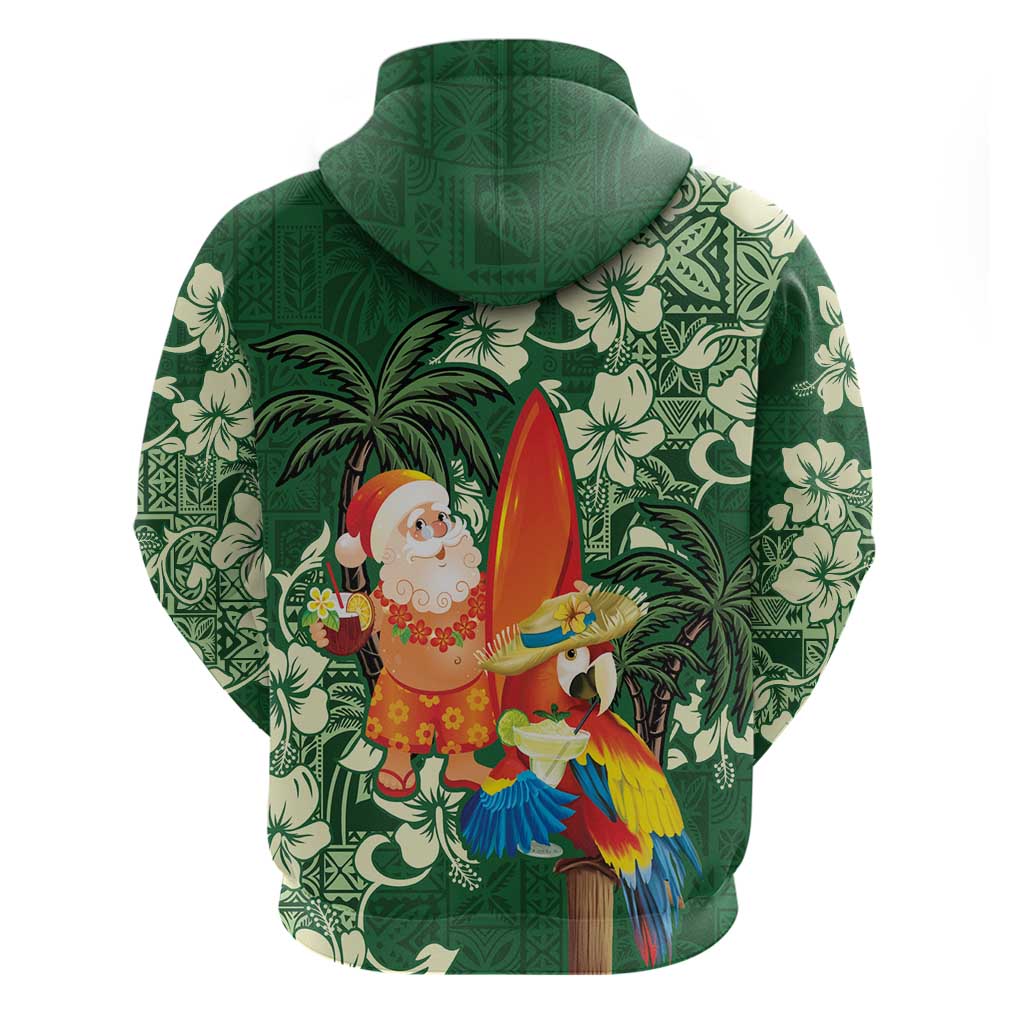Moss Green Tropical Christmas Hawaii Tapa Hoodie Aloha Santa Drink Party LT7 - Polynesian Pride