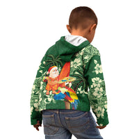 Moss Green Tropical Christmas Hawaii Tapa Kid Hoodie Aloha Santa Drink Party LT7 - Polynesian Pride