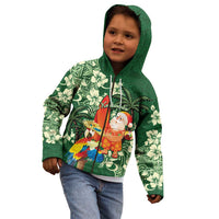 Moss Green Tropical Christmas Hawaii Tapa Kid Hoodie Aloha Santa Drink Party LT7 - Polynesian Pride