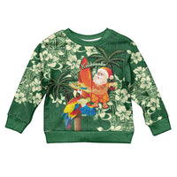 Moss Green Tropical Christmas Hawaii Tapa Kid Ugly Christmas Sweater Aloha Santa Drink Party LT7 Kid Green - Polynesian Pride