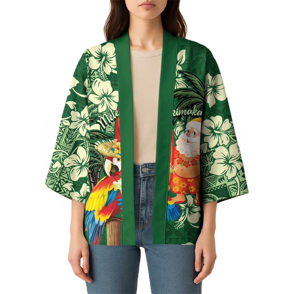 Moss Green Tropical Christmas Hawaii Tapa Kimono Aloha Santa Drink Party - Polynesian Pride