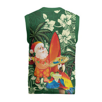 Moss Green Tropical Christmas Hawaii Tapa Christmas Knitted V-Neck Vest Aloha Santa Drink Party LT7 - Polynesian Pride