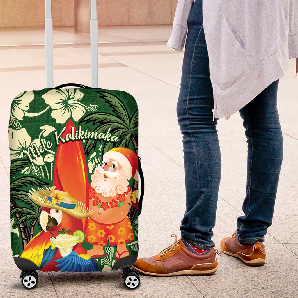 Moss Green Tropical Christmas Hawaii Tapa Luggage Cover Aloha Santa Drink Party LT7 Green - Polynesian Pride