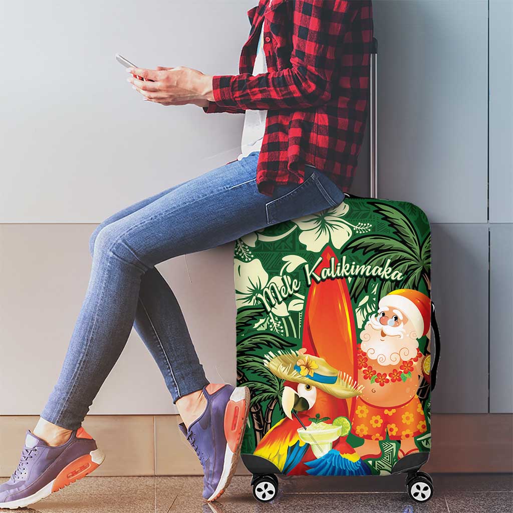 Moss Green Tropical Christmas Hawaii Tapa Luggage Cover Aloha Santa Drink Party LT7 - Polynesian Pride