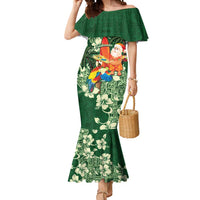 Moss Green Tropical Christmas Hawaii Tapa Mermaid Dress Aloha Santa Drink Party LT7 Women Green - Polynesian Pride