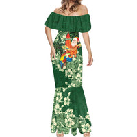 Moss Green Tropical Christmas Hawaii Tapa Mermaid Dress Aloha Santa Drink Party LT7 - Polynesian Pride