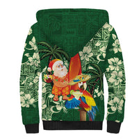 Moss Green Tropical Christmas Hawaii Tapa Sherpa Hoodie Aloha Santa Drink Party LT7 - Polynesian Pride