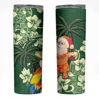 Moss Green Tropical Christmas Hawaii Tapa Skinny Tumbler Aloha Santa Drink Party LT7 Green - Polynesian Pride