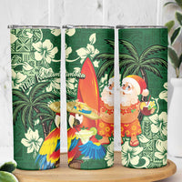 Moss Green Tropical Christmas Hawaii Tapa Skinny Tumbler Aloha Santa Drink Party LT7 - Polynesian Pride