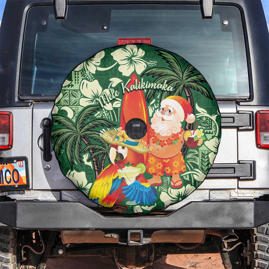 Moss Green Tropical Christmas Hawaii Tapa Spare Tire Cover Aloha Santa Drink Party LT7 Green - Polynesian Pride