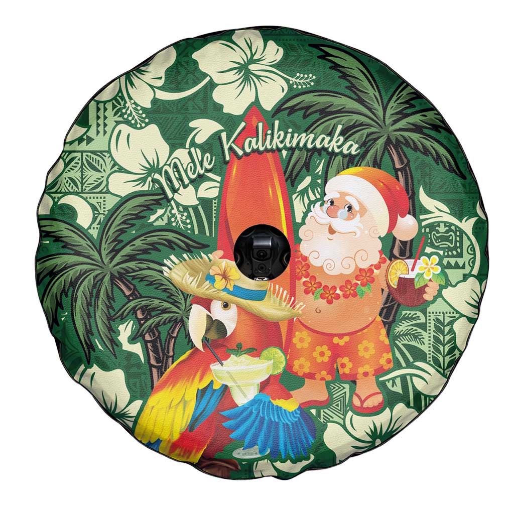 Moss Green Tropical Christmas Hawaii Tapa Spare Tire Cover Aloha Santa Drink Party LT7 - Polynesian Pride