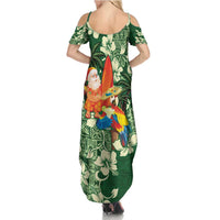 Moss Green Tropical Christmas Hawaii Tapa Summer Maxi Dress Aloha Santa Drink Party LT7 - Polynesian Pride
