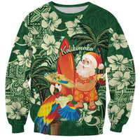 Moss Green Tropical Christmas Hawaii Tapa Sweatshirt Aloha Santa Drink Party LT7 Unisex Green - Polynesian Pride