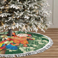 Moss Green Tropical Christmas Hawaii Tapa Tree Skirt Aloha Santa Drink Party - Polynesian Pride