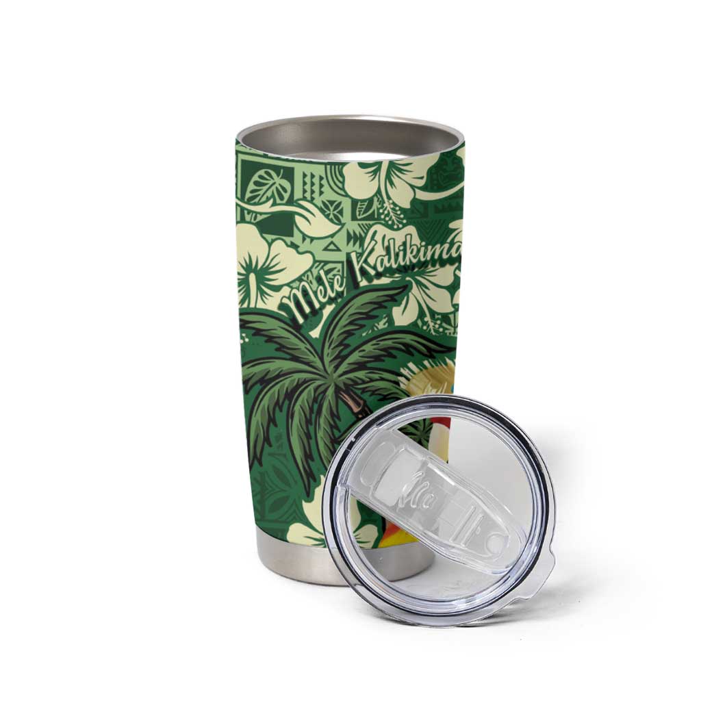 Moss Green Tropical Christmas Hawaii Tapa Tumbler Cup Aloha Santa Drink Party LT7 - Polynesian Pride