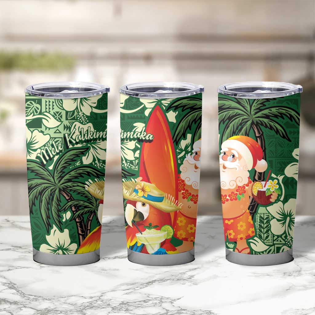 Moss Green Tropical Christmas Hawaii Tapa Tumbler Cup Aloha Santa Drink Party LT7 - Polynesian Pride
