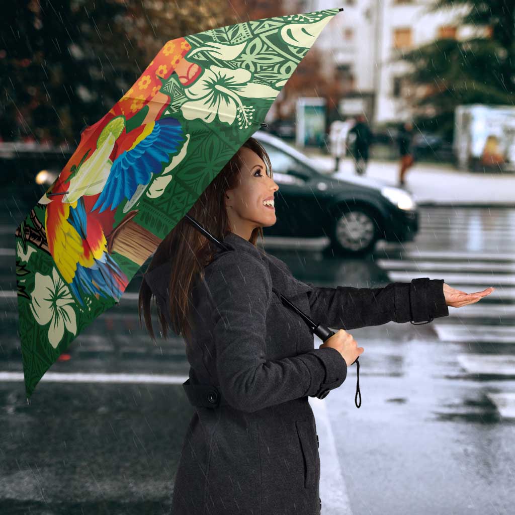 Moss Green Tropical Christmas Hawaii Tapa Umbrella Aloha Santa Drink Party - Polynesian Pride