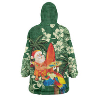 Moss Green Tropical Christmas Hawaii Tapa Wearable Blanket Hoodie Aloha Santa Drink Party LT7 - Polynesian Pride