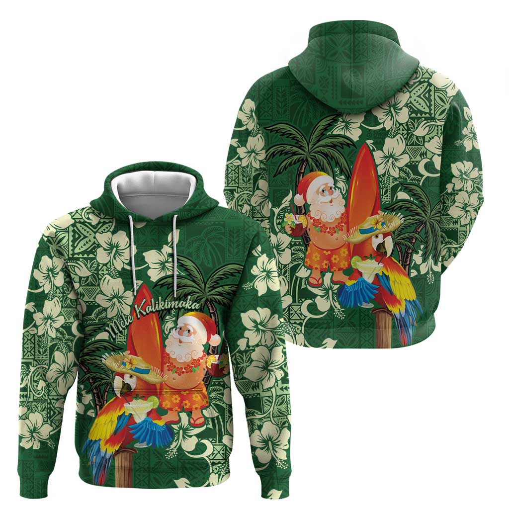 Moss Green Tropical Christmas Hawaii Tapa Zip Hoodie Aloha Santa Drink Party LT7 - Polynesian Pride