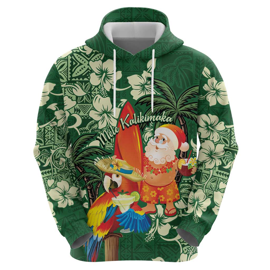 Moss Green Tropical Christmas Hawaii Tapa Zip Hoodie Aloha Santa Drink Party LT7 - Polynesian Pride