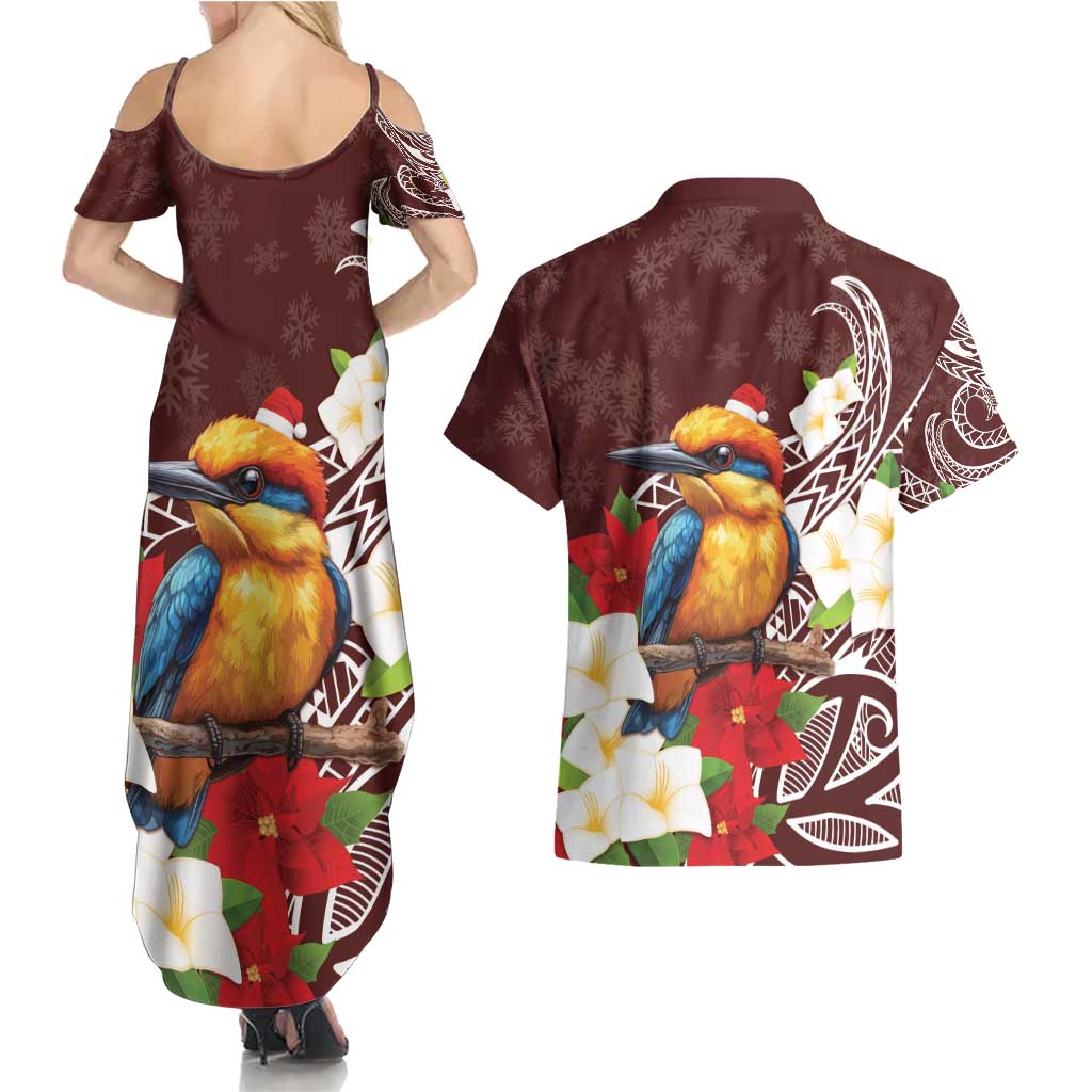 Felis Pasgua Guam Couples Matching Summer Maxi Dress and Hawaiian Shirt Christmas Sihek Kingfisher with Guasali LT7 - Polynesian Pride