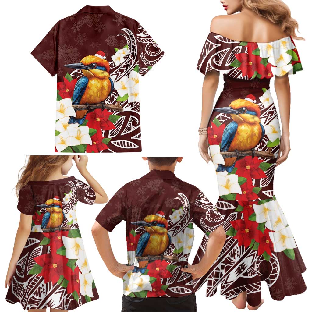 Felis Pasgua Guam Family Matching Mermaid Dress and Hawaiian Shirt Christmas Sihek Kingfisher with Guasali LT7 - Polynesian Pride