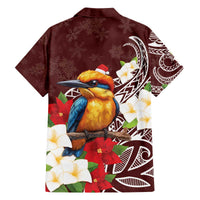 Felis Pasgua Guam Family Matching Off The Shoulder Long Sleeve Dress and Hawaiian Shirt Christmas Sihek Kingfisher with Guasali LT7 - Polynesian Pride