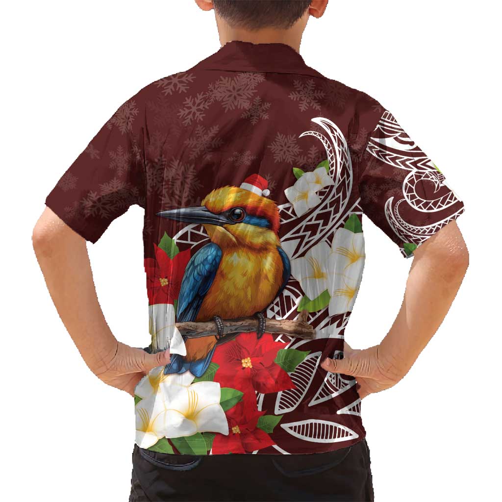 Felis Pasgua Guam Family Matching Off Shoulder Maxi Dress and Hawaiian Shirt Christmas Sihek Kingfisher with Guasali LT7 - Polynesian Pride
