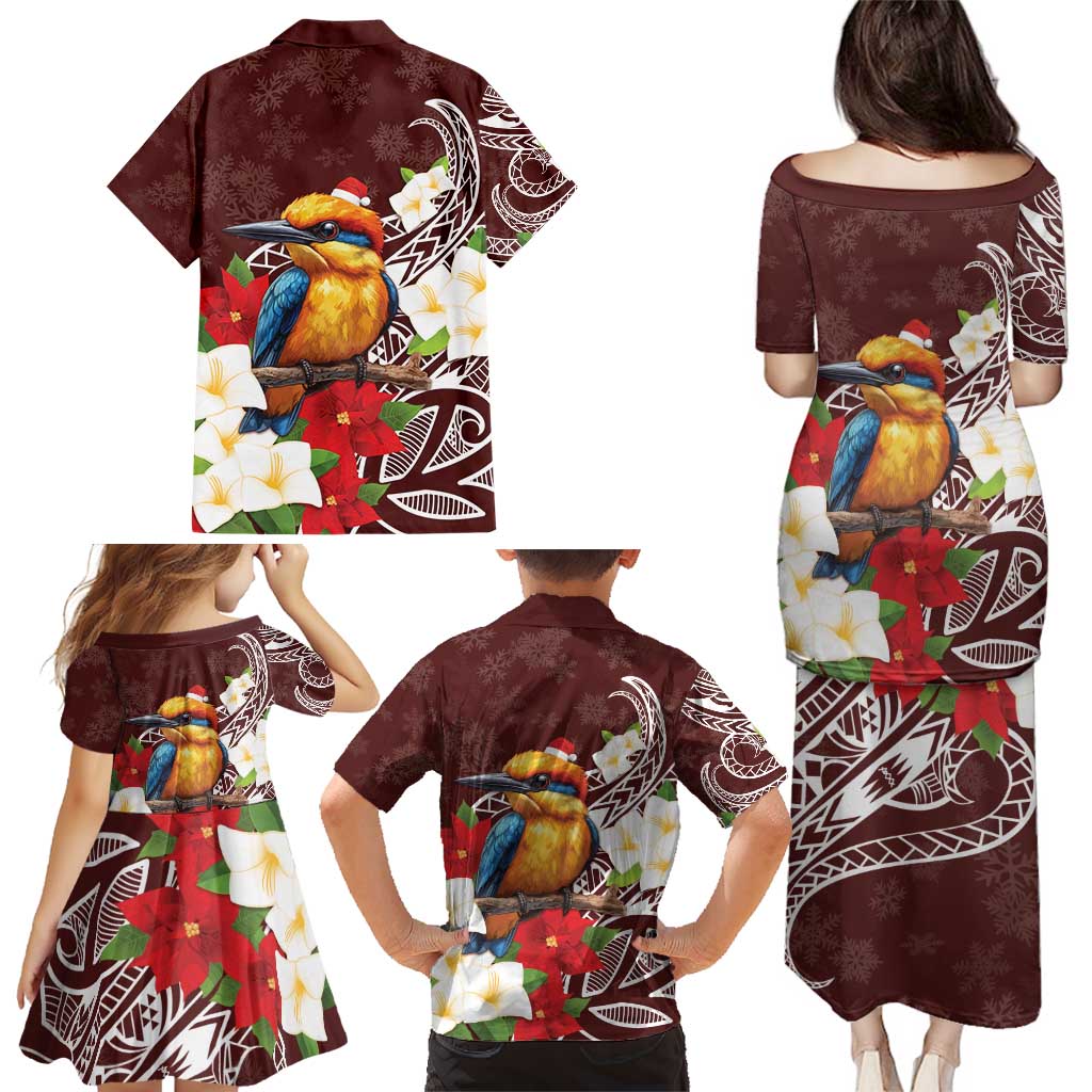 Felis Pasgua Guam Family Matching Puletasi and Hawaiian Shirt Christmas Sihek Kingfisher with Guasali LT7 - Polynesian Pride