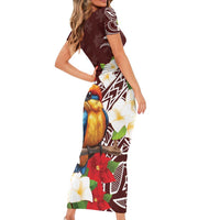 Felis Pasgua Guam Family Matching Short Sleeve Bodycon Dress and Hawaiian Shirt Christmas Sihek Kingfisher with Guasali LT7 - Polynesian Pride