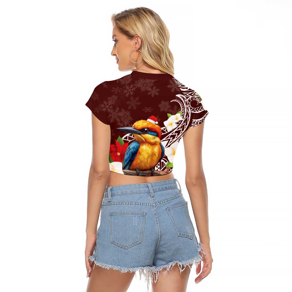 Felis Pasgua Guam Raglan Cropped T Shirt Christmas Sihek Kingfisher with Guasali LT7 - Polynesian Pride