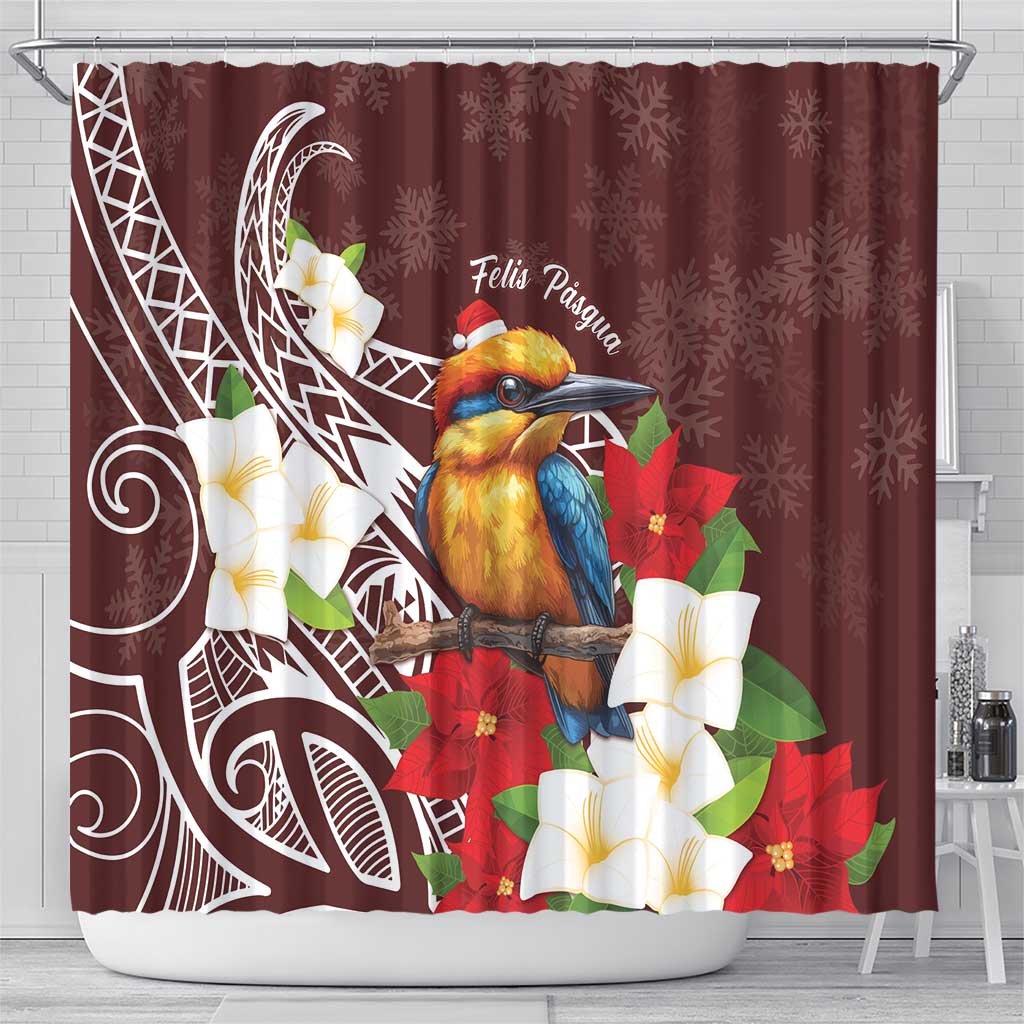 Felis Pasgua Guam Shower Curtain Christmas Sihek Kingfisher with Guasali LT7 - Polynesian Pride