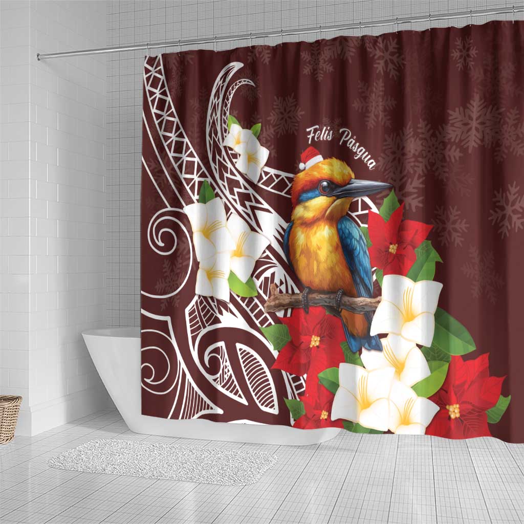 Felis Pasgua Guam Shower Curtain Christmas Sihek Kingfisher with Guasali LT7 - Polynesian Pride