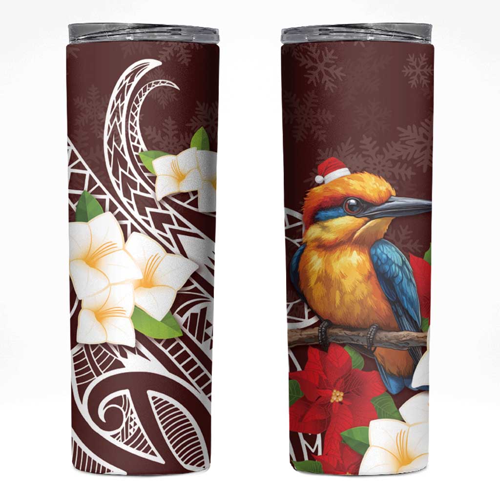 Felis Pasgua Guam Skinny Tumbler Christmas Sihek Kingfisher with Guasali LT7 Crimson - Polynesian Pride