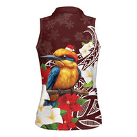 Felis Pasgua Guam Women Sleeveless Polo Shirt Christmas Sihek Kingfisher with Guasali LT7 - Polynesian Pride
