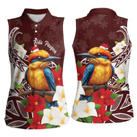 Felis Pasgua Guam Women Sleeveless Polo Shirt Christmas Sihek Kingfisher with Guasali LT7 - Polynesian Pride