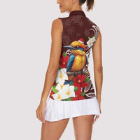 Felis Pasgua Guam Women Sleeveless Polo Shirt Christmas Sihek Kingfisher with Guasali LT7 - Polynesian Pride