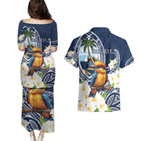 Hafa Adai Guam Couples Matching Puletasi and Hawaiian Shirt Sihek Guam Kingfisher with Guasali LT7 - Polynesian Pride