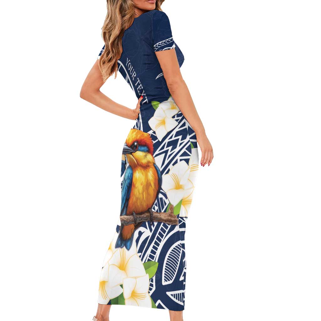 Hafa Adai Guam Family Matching Short Sleeve Bodycon Dress and Hawaiian Shirt Sihek Guam Kingfisher with Guasali LT7 - Polynesian Pride