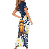 Hafa Adai Guam Family Matching Short Sleeve Bodycon Dress and Hawaiian Shirt Sihek Guam Kingfisher with Guasali LT7 - Polynesian Pride
