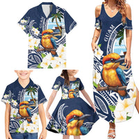 Hafa Adai Guam Family Matching Summer Maxi Dress and Hawaiian Shirt Sihek Guam Kingfisher with Guasali LT7 - Polynesian Pride