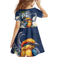 Hafa Adai Guam Family Matching Tank Maxi Dress and Hawaiian Shirt Sihek Guam Kingfisher with Guasali LT7 - Polynesian Pride